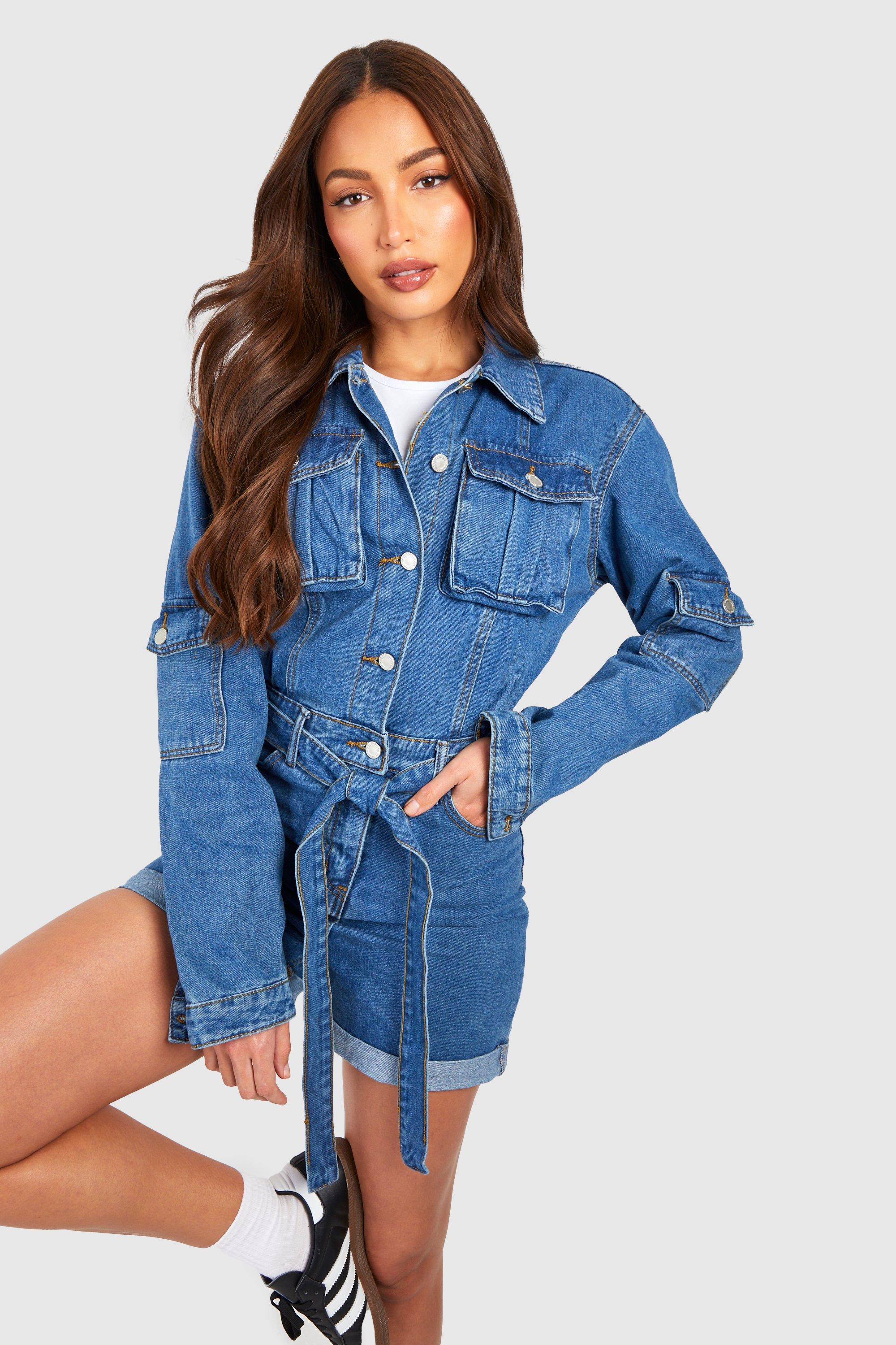 Belted store denim playsuit